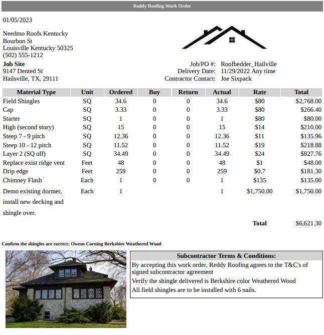 Material Work Order Page 5